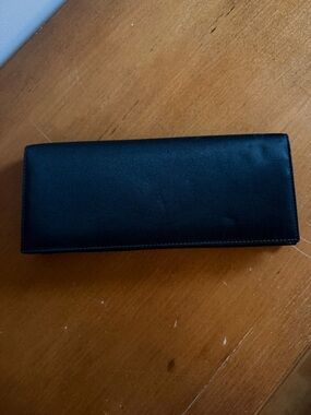 Ann Taylor Black Leather Clutch Wristlet